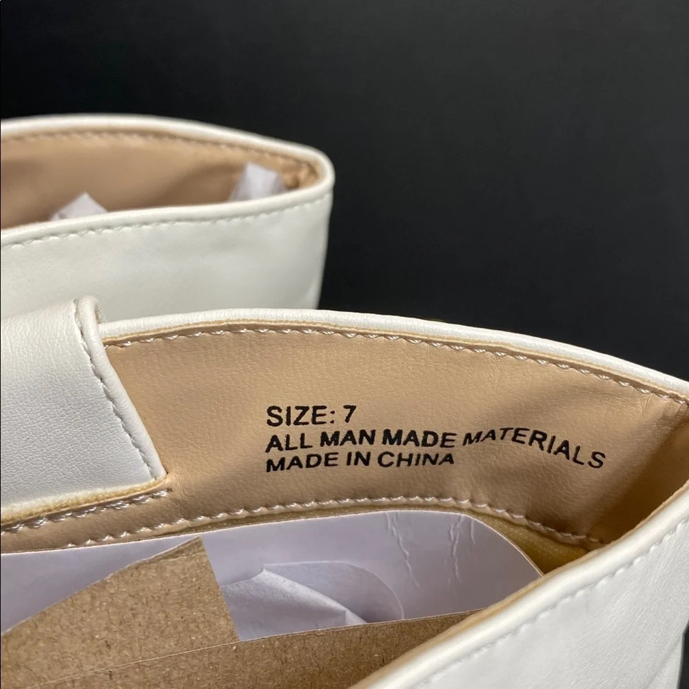 White Block Heel Ankle Booties - Picture 8 of 8